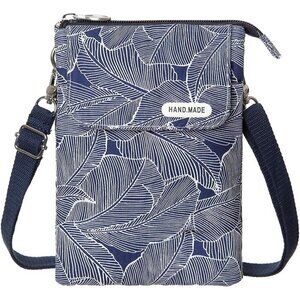 Women's Blue Cotton Handmade Cute Canvas Cross Body Bags Phone Purse